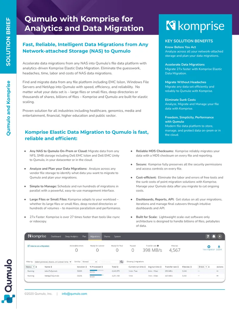Komprise Elastic Data Migration to Qumulo Overview preview page 1