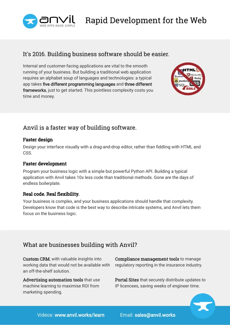 Rapid Development Framework for Web Applications