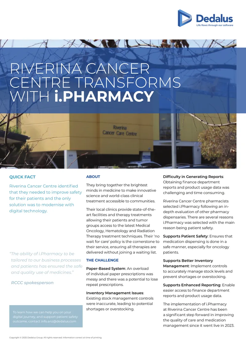 Riverina Cancer Centre i.Pharmacy Implementation
