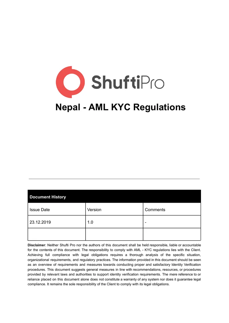 Nepal AML KYC Regulations Overview