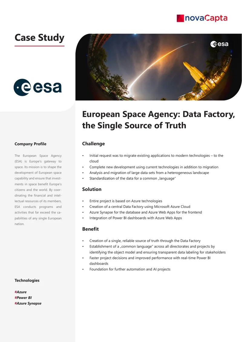 European Space Agency Data Factory Implementation