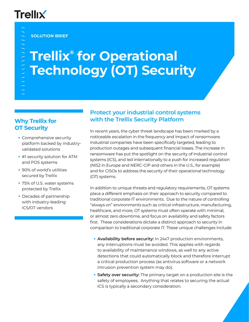 Trellix for Operational Technology Security Solutions