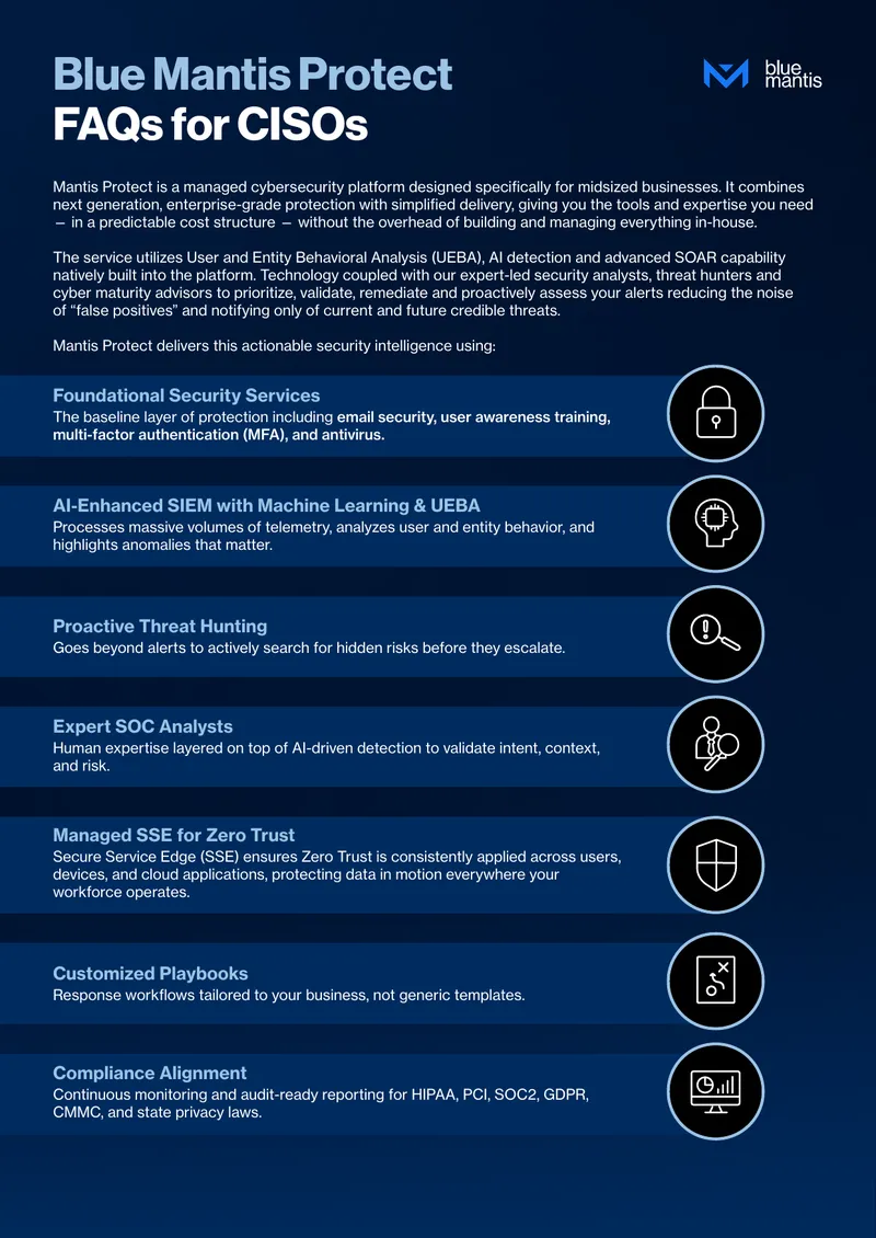 Blue Mantis Protect FAQs for CISOs