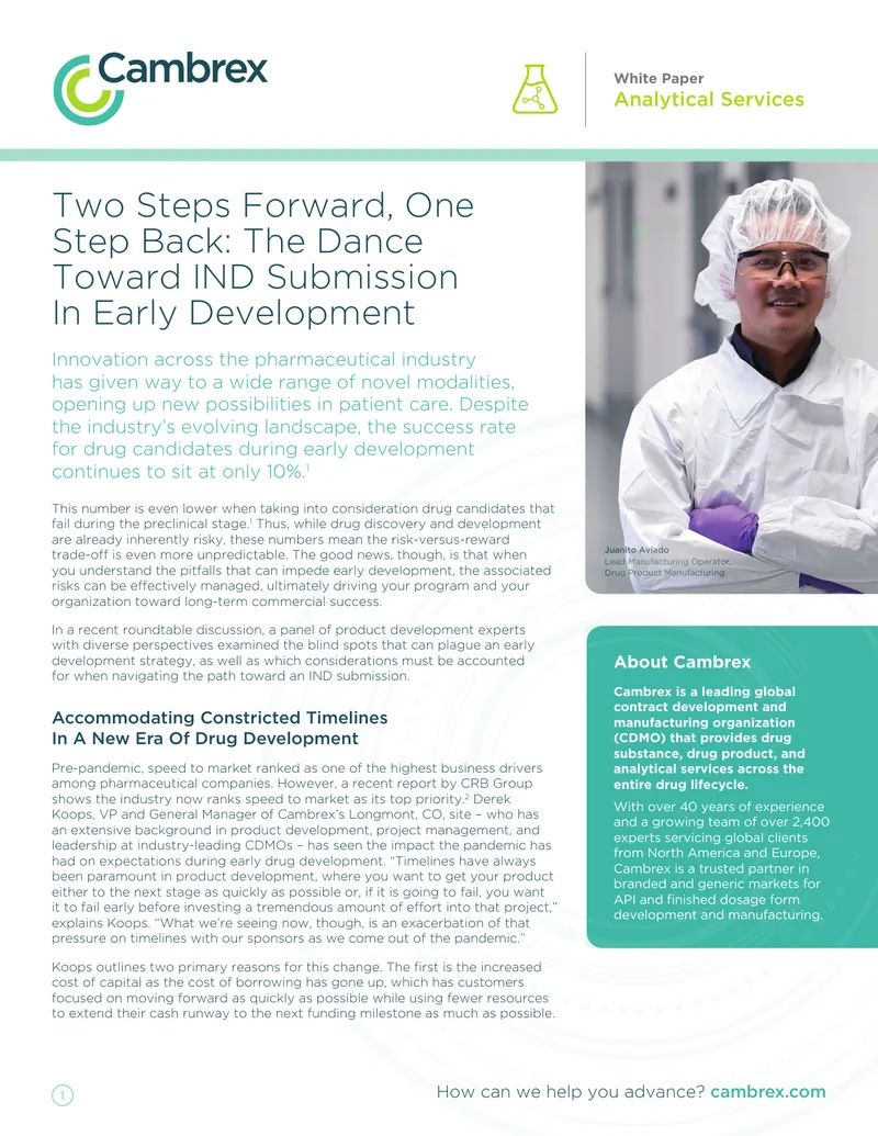 Managing Early Development Challenges in Drug Manufacturing