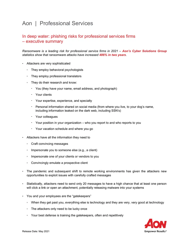 Phishing Risks for Professional Services Firms