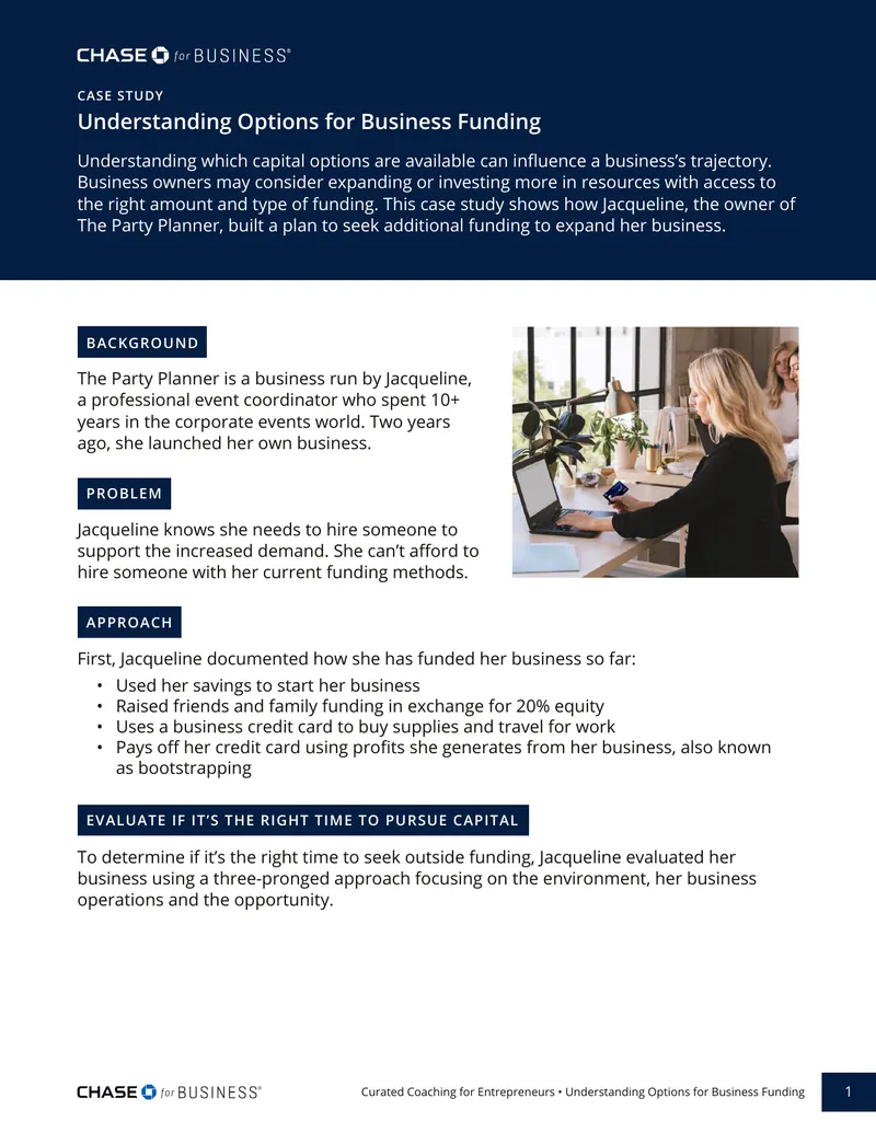 Understanding Options for Business Funding Case Study