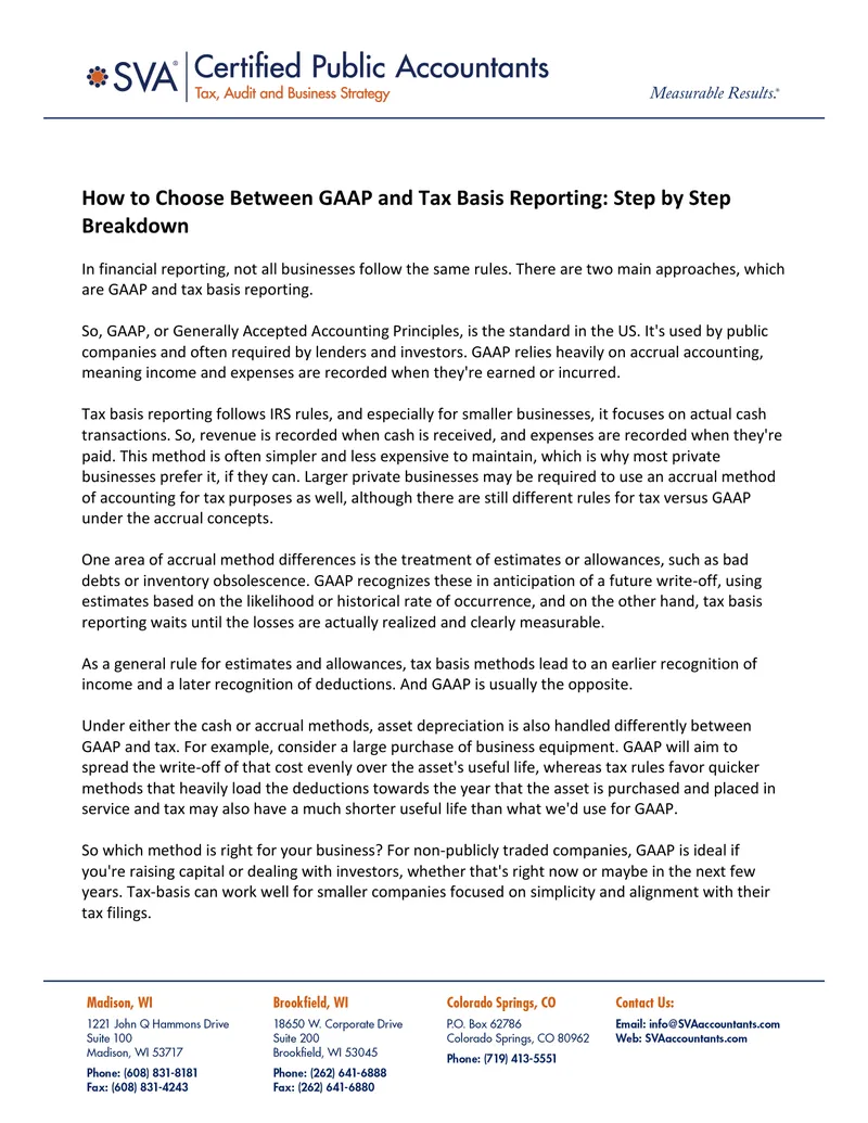 Choosing Between GAAP and Tax Basis Reporting