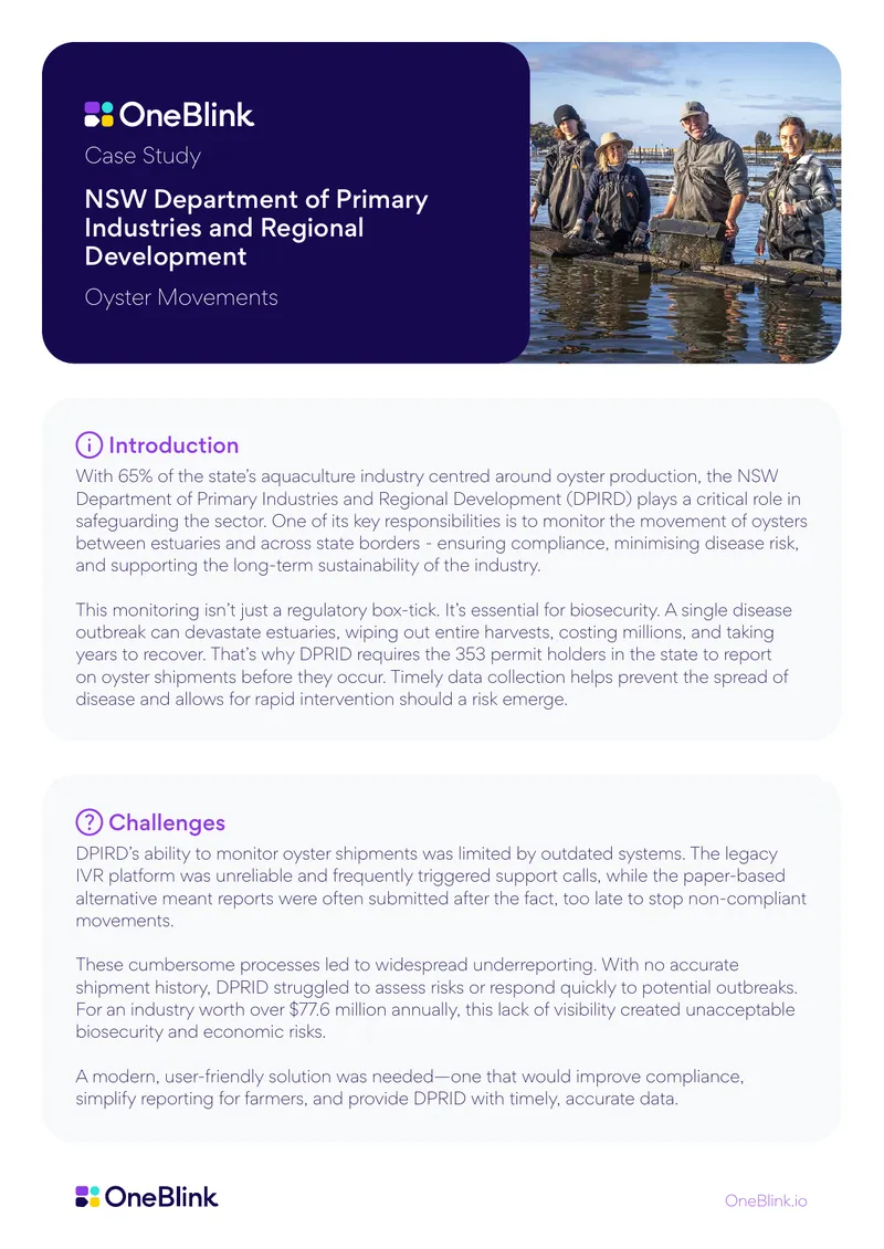 Digital Pre-Shipment Reporting Tool for Oyster Movements