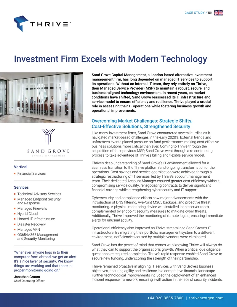 Sand Grove Capital Management Case Study