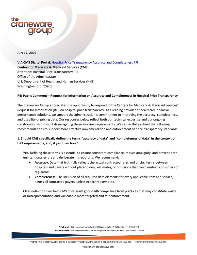 Recommendations for Hospital Price Transparency Standards