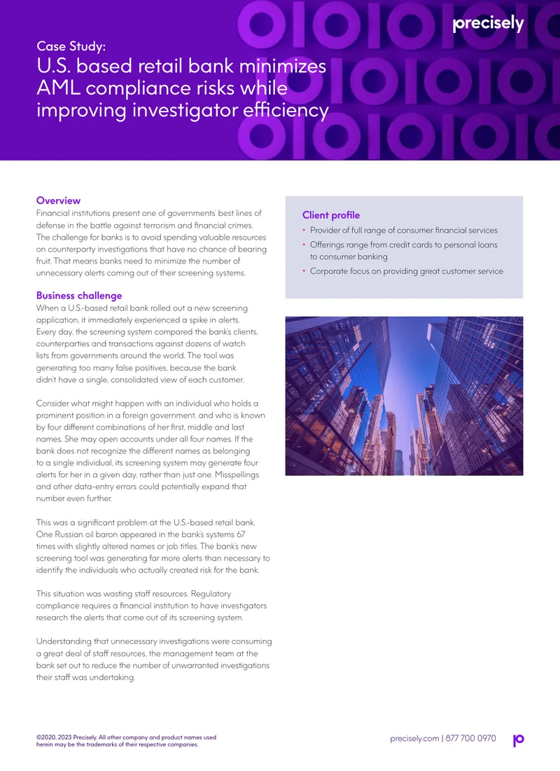 U.S. Retail Bank Enhances AML Compliance Efficiency