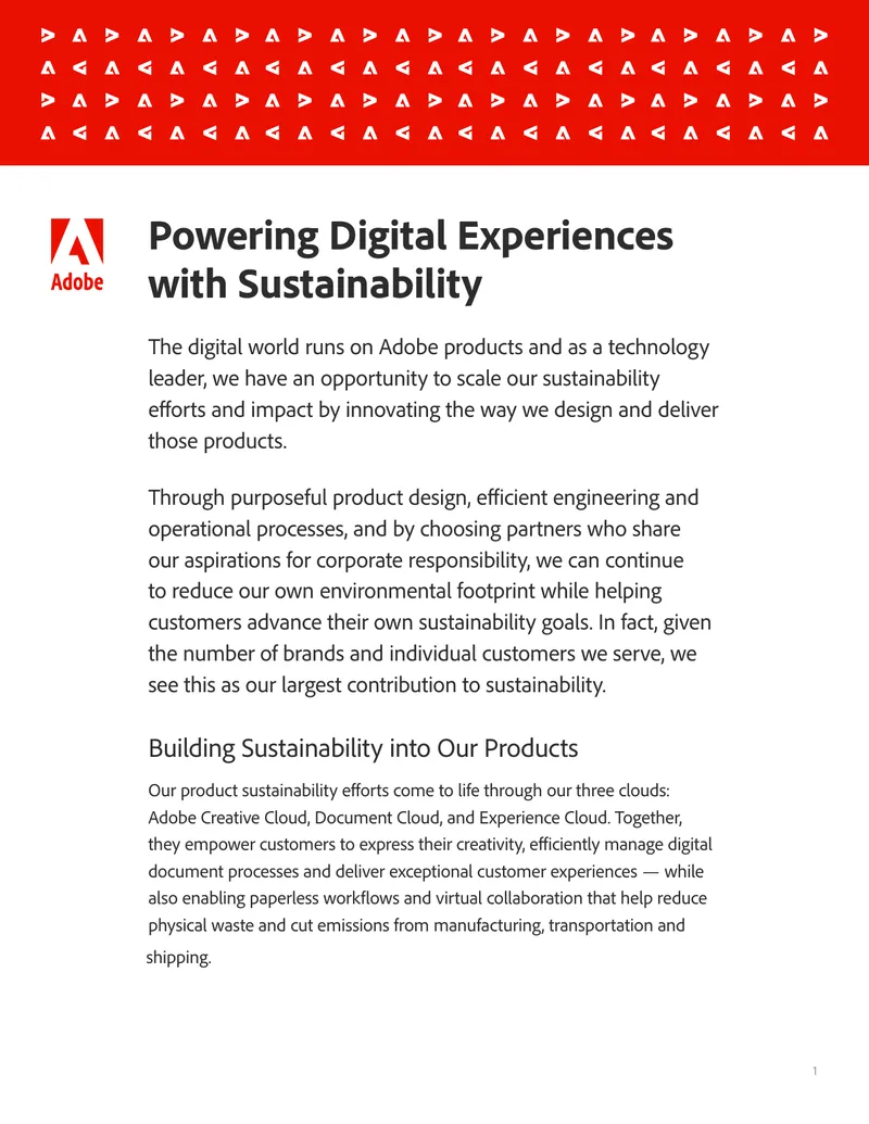 Sustainability Initiatives in Adobe Products