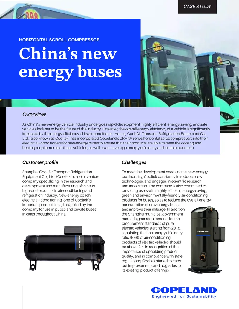 Case Study on Horizontal Scroll Compressor in New Energy Buses