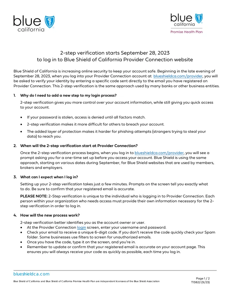 2-Step Verification Implementation for Provider Connection