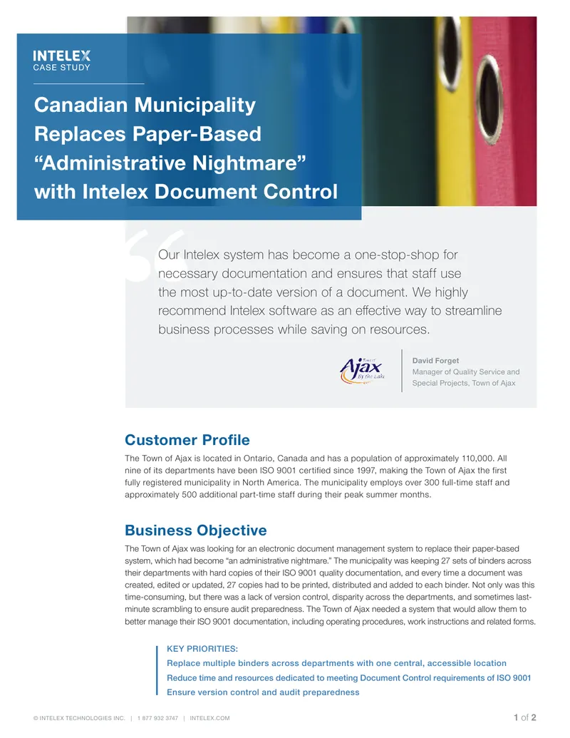 Town of Ajax Electronic Document Management System Implementation