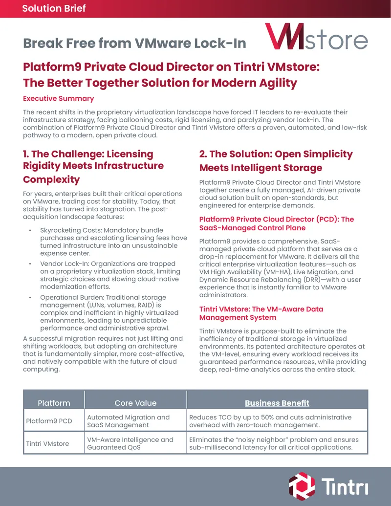 Platform9 Private Cloud Director and Tintri VMstore Integration