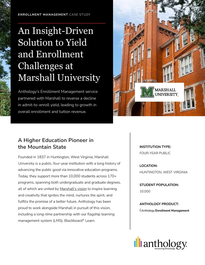Enrollment Management Case Study at Marshall University