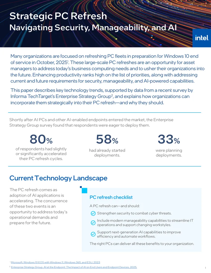 Strategic PC Refresh for Security and Manageability