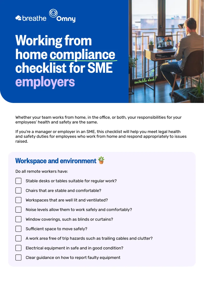 Working from Home Compliance Checklist for SME Employers