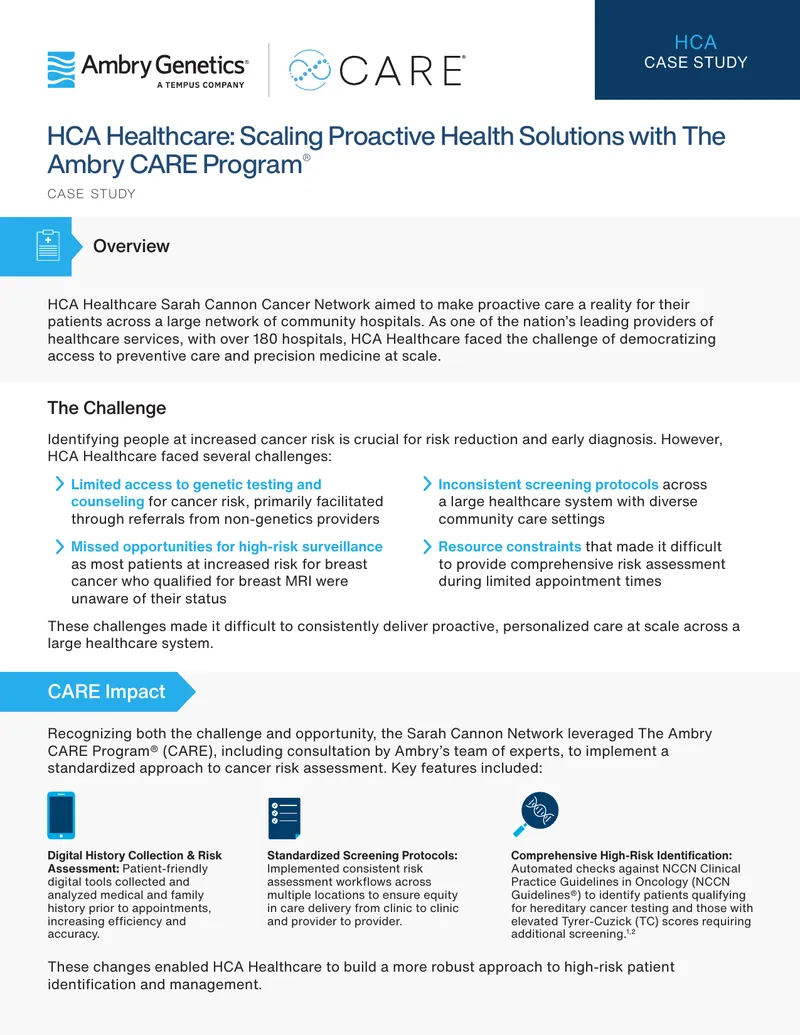 HCA Healthcare Ambry CARE Program Case Study