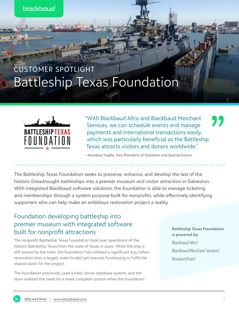 Battleship Texas Foundation Fundraising and Software Integration