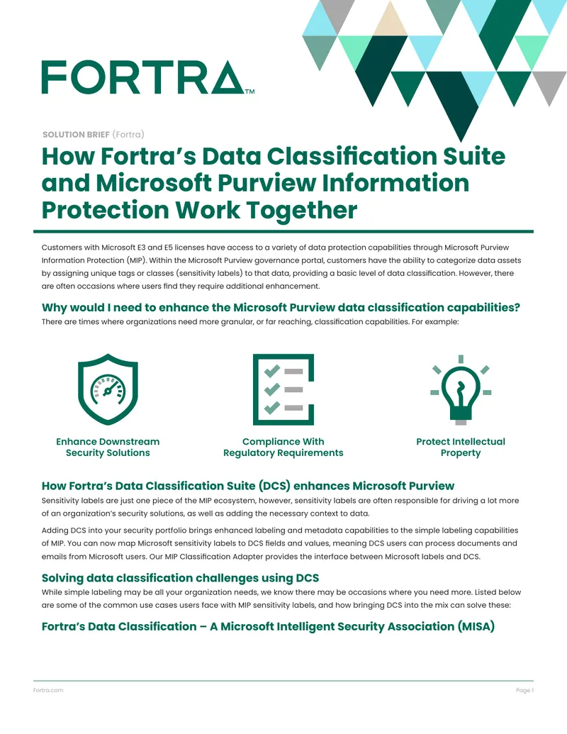 Integration of Fortra Data Classification Suite with Microsoft Purview