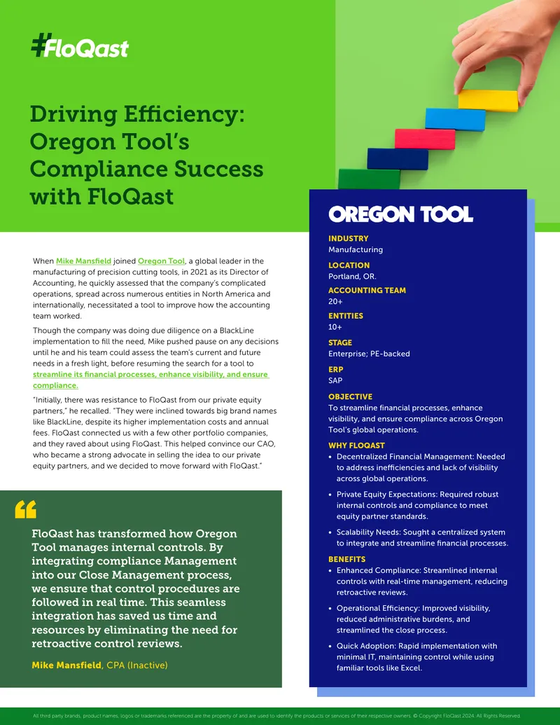 Oregon Tool's Compliance Success with FloQast