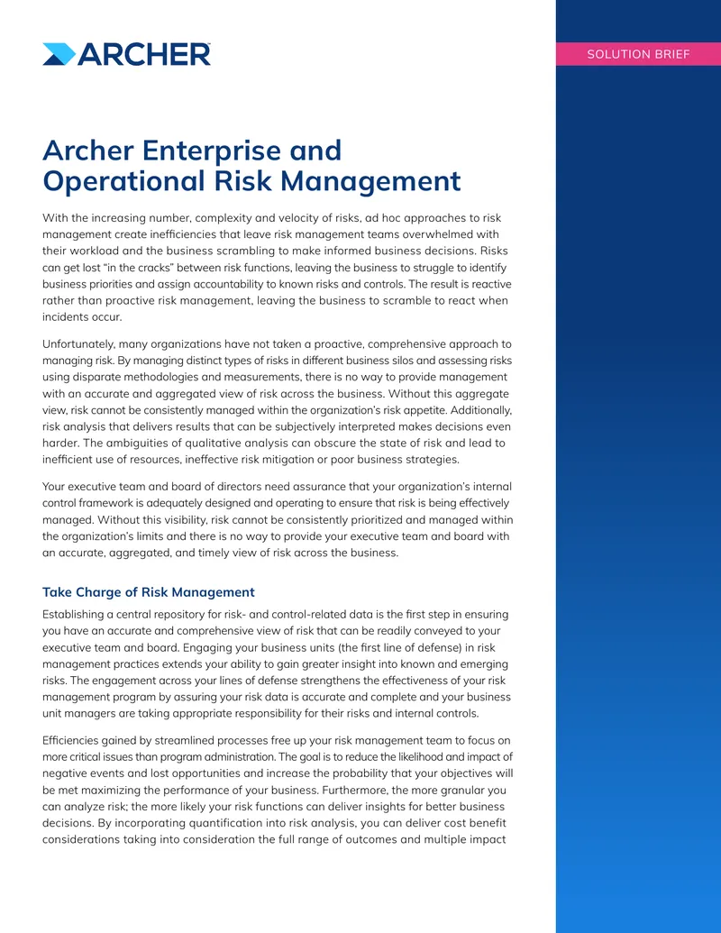 Archer Enterprise and Operational Risk Management Overview