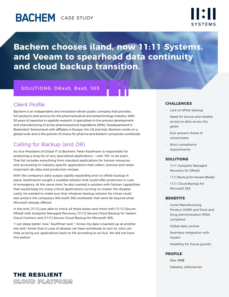 Bachem Case Study on Data Continuity Solutions