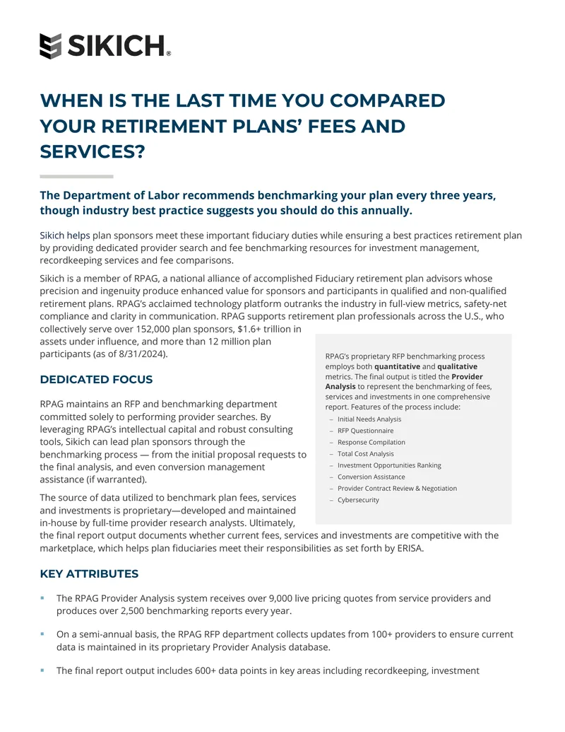 Retirement Plan Fee Benchmarking Process