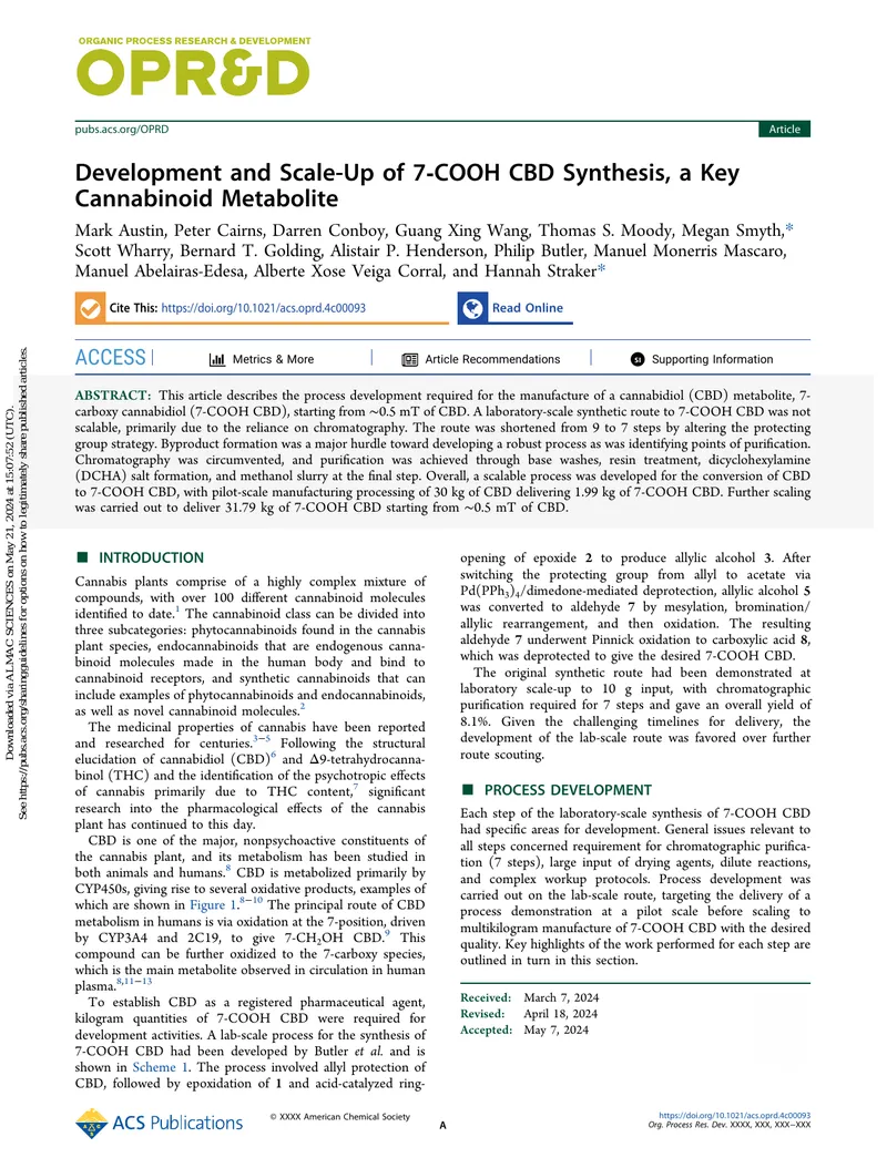 Development of Scalable Synthesis for 7-COOH CBD