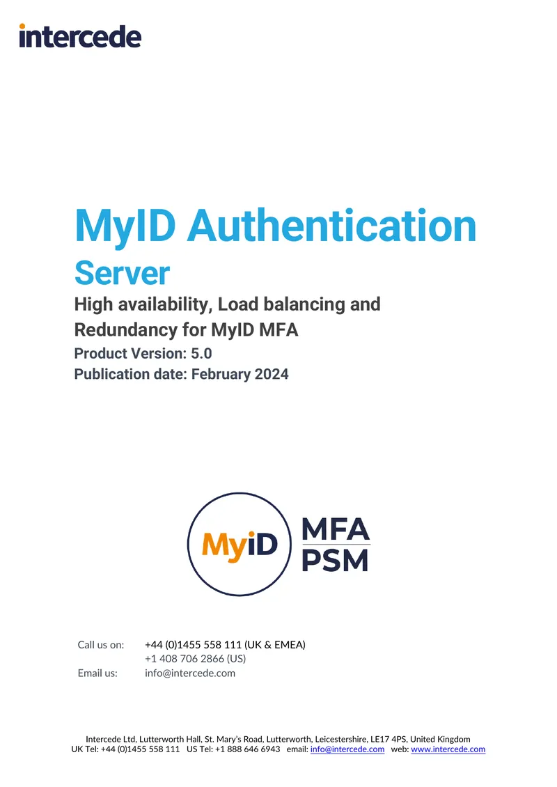 MyID Authentication Server High Availability Guide