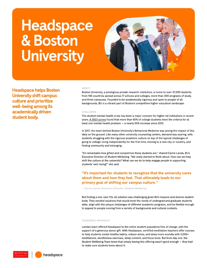 Headspace Implementation at Boston University