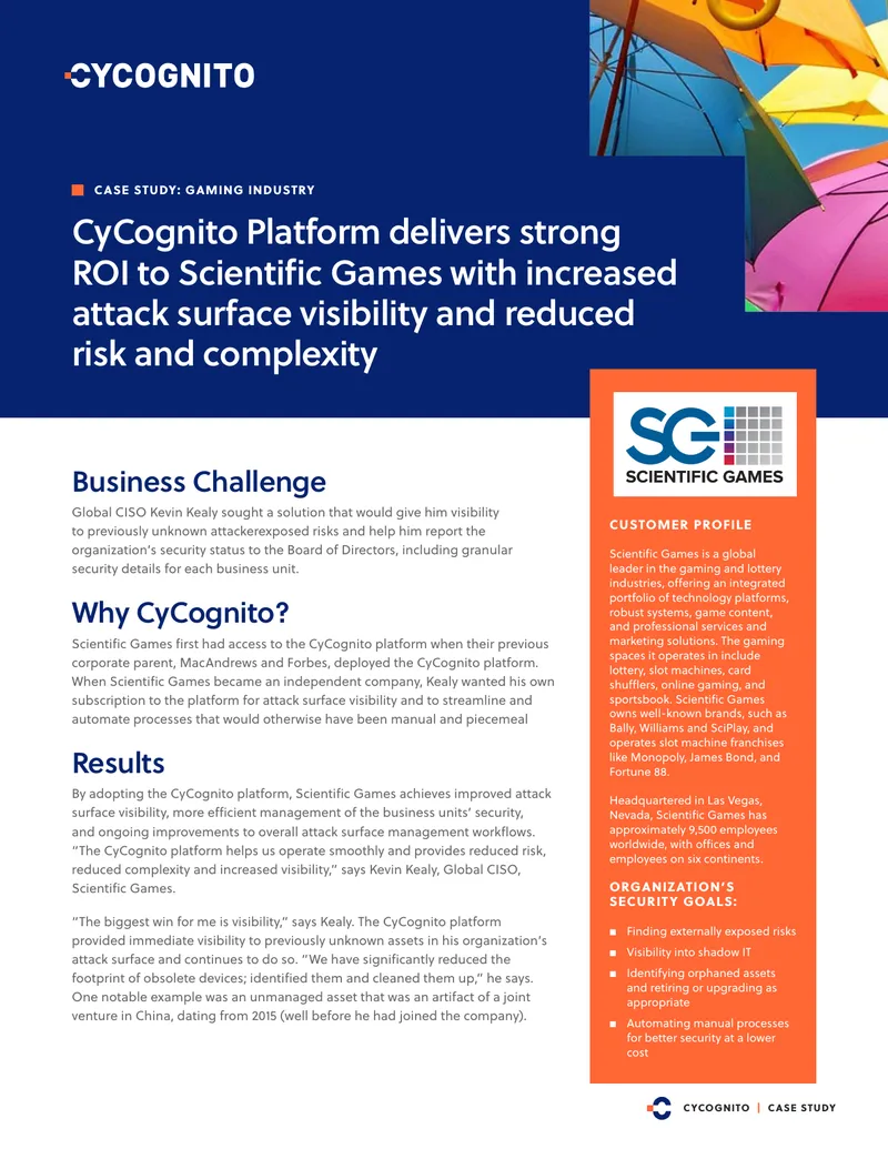 CyCognito Case Study on Scientific Games