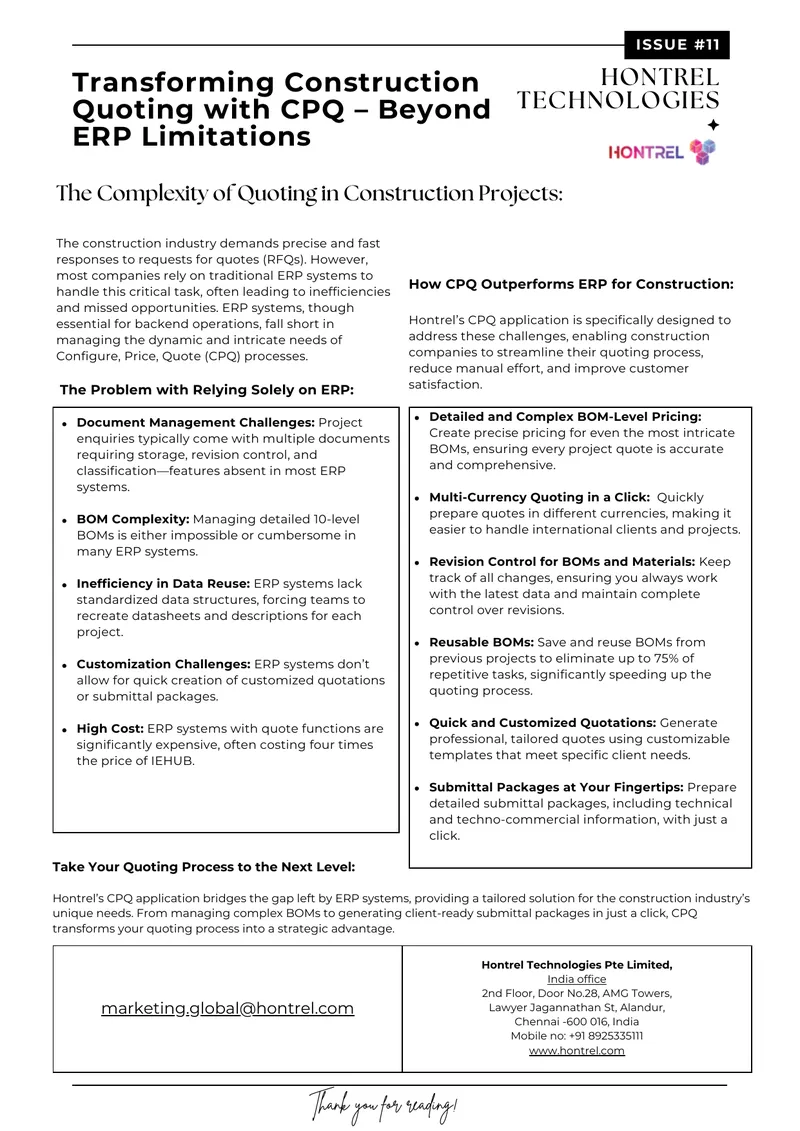 Quoting Process Optimization in Construction Projects