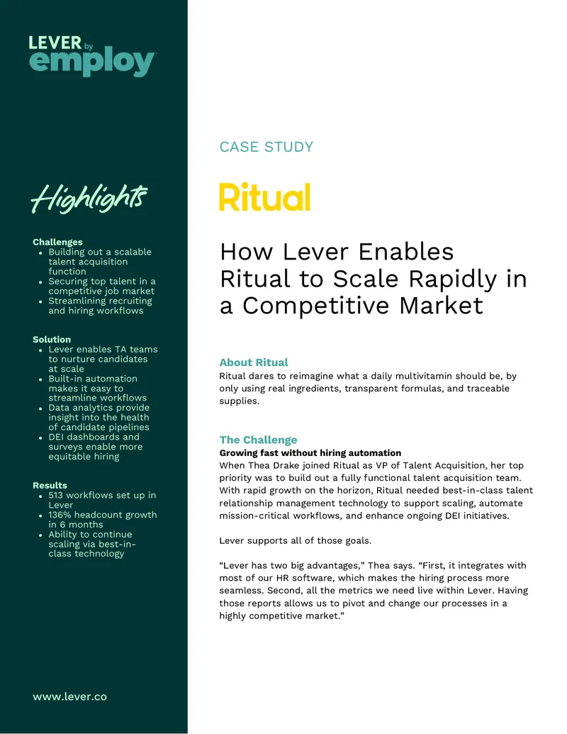 Lever's Impact on Ritual's Talent Acquisition Strategy