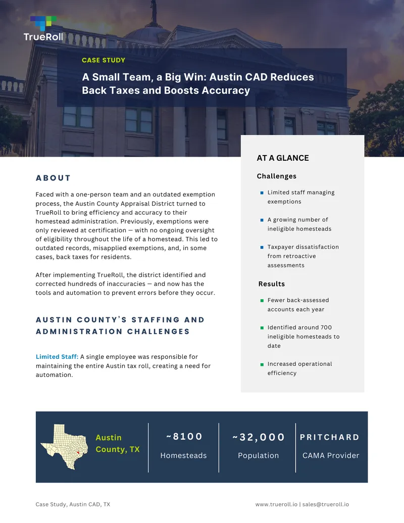 Austin County Appraisal District Homestead Administration Case Study