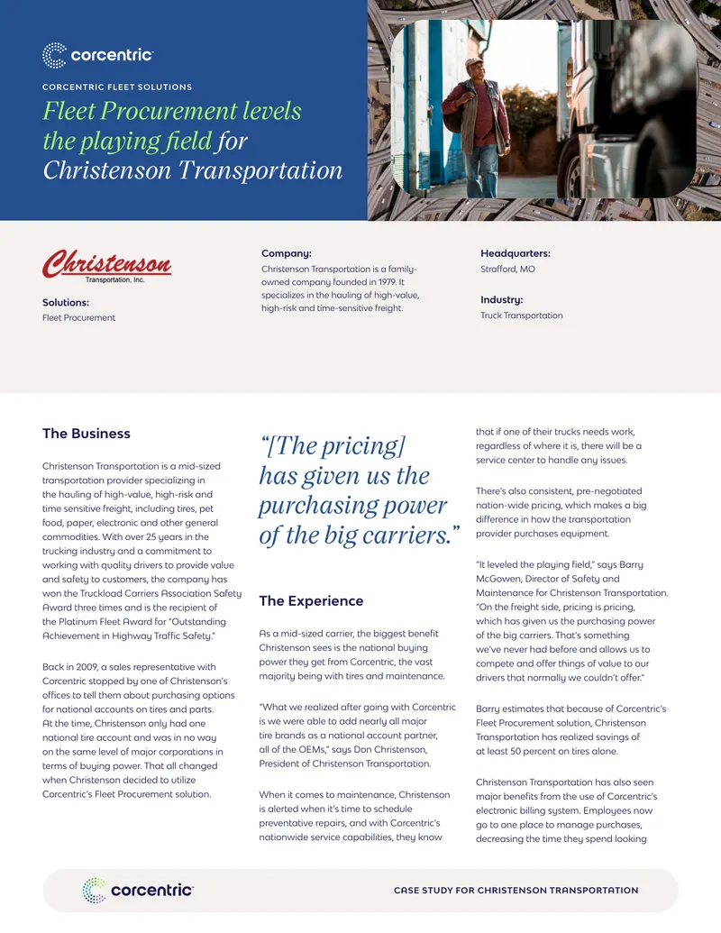 Fleet Procurement Case Study for Christenson Transportation