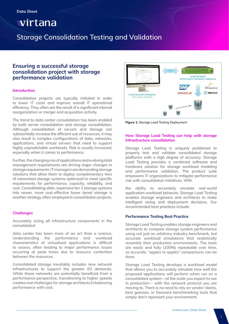 Storage Consolidation Testing and Validation Guide