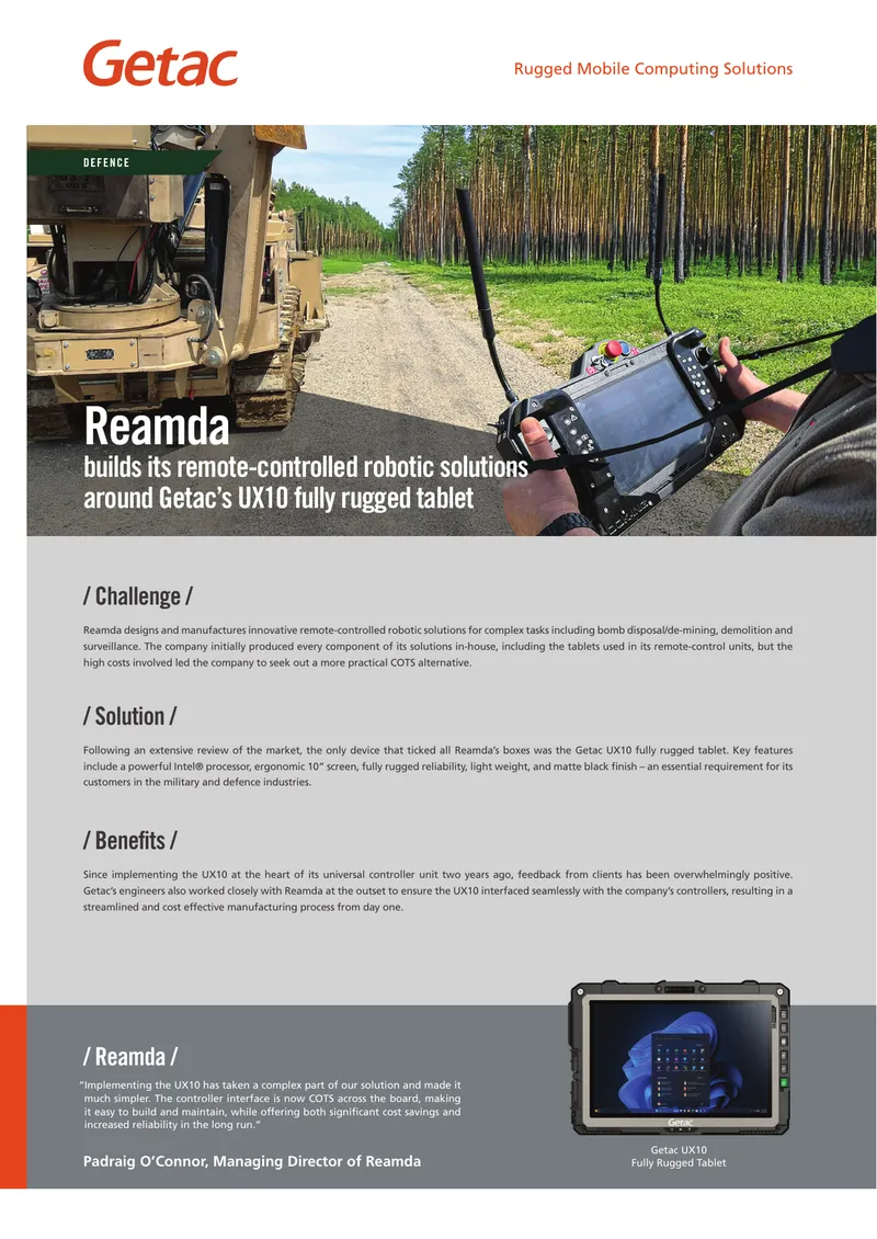 Integration of Getac UX10 in Robotic Solutions