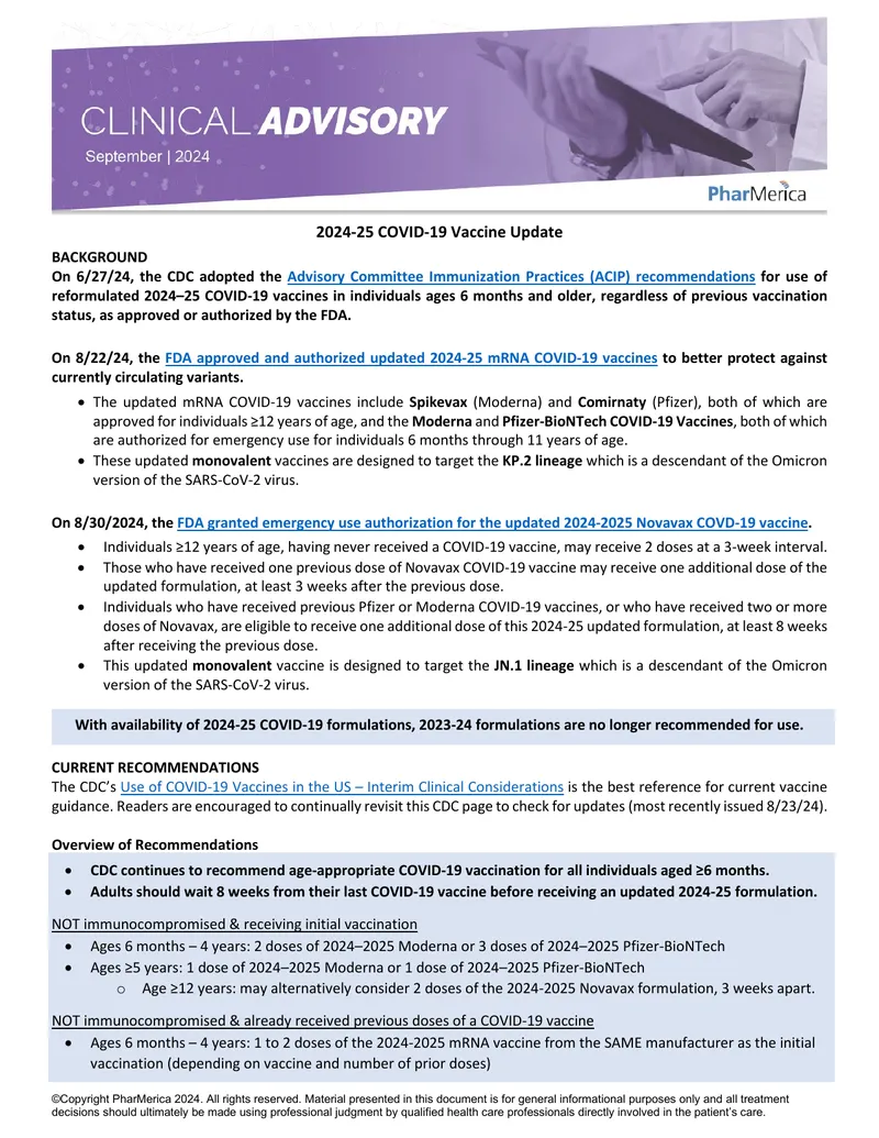 2024-25 COVID-19 Vaccine Update