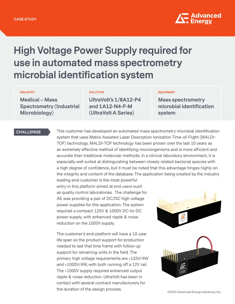 High Voltage Power Supply for Mass Spectrometry System