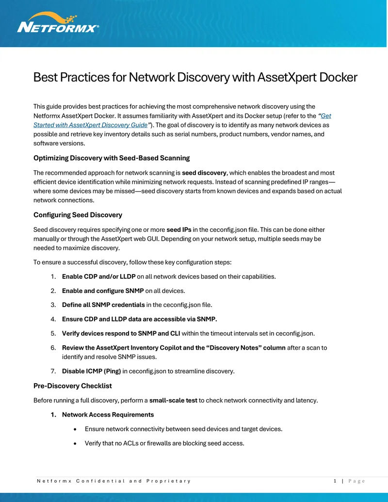 Best Practices for Network Discovery with AssetXpert Docker