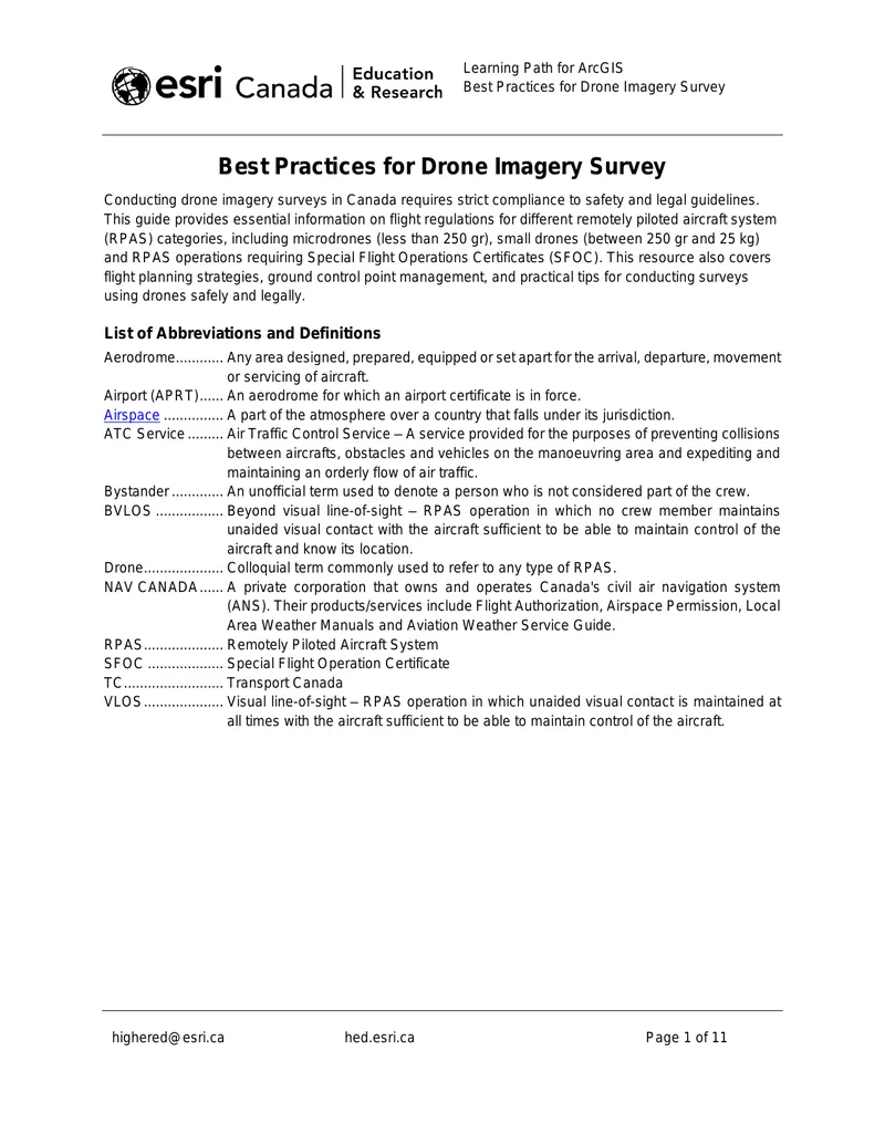 Best Practices for Drone Imagery Survey in Canada