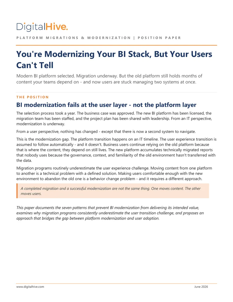 BI Modernization User Experience Challenges