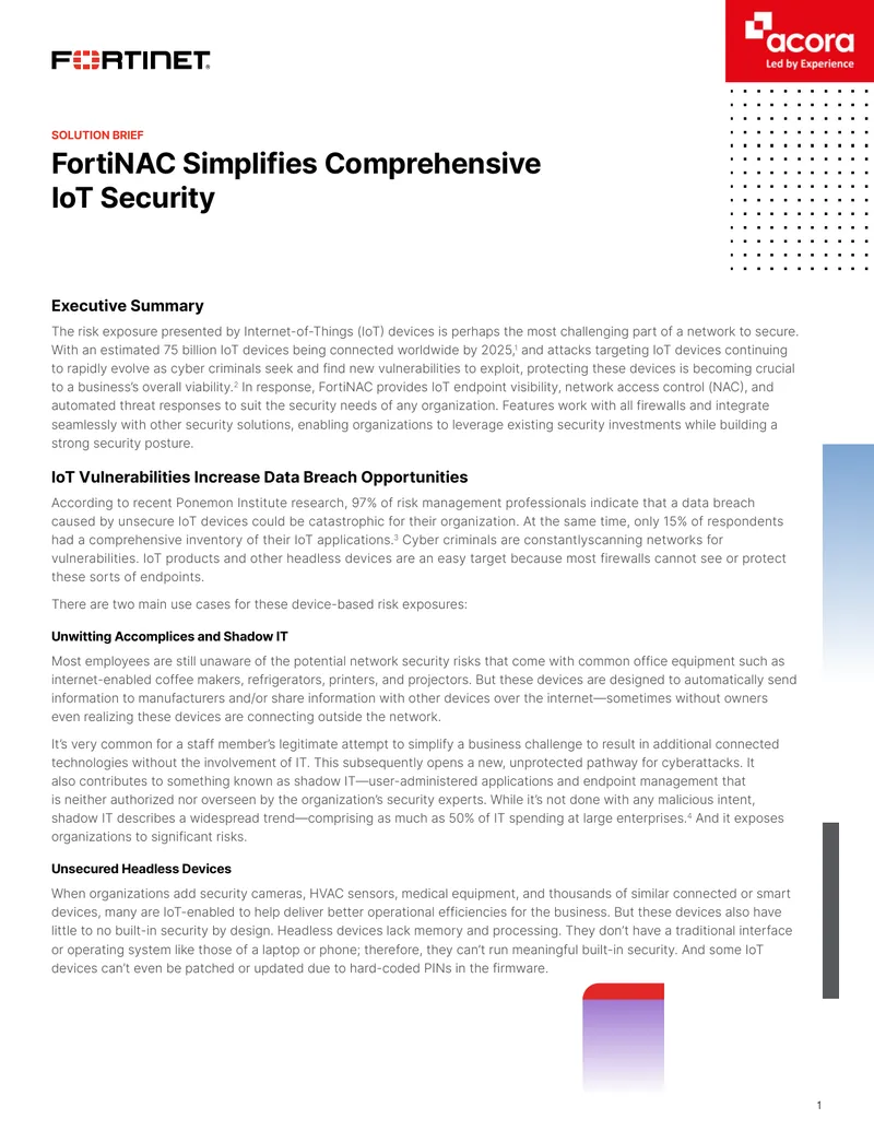 FortiNAC Solution Brief for IoT Security