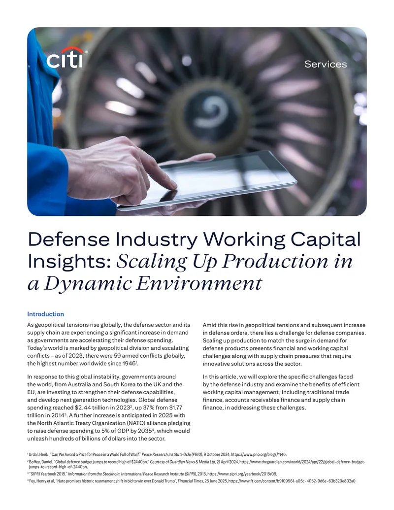 Defense Industry Working Capital Challenges and Solutions