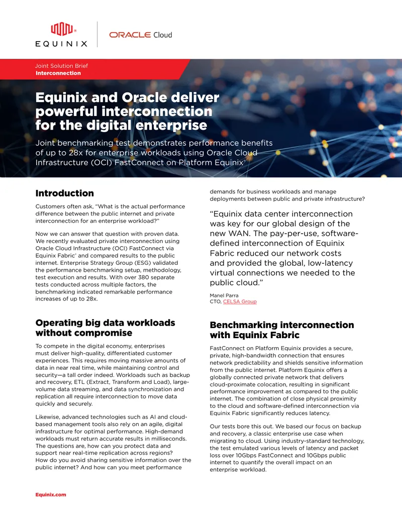 Interconnection Performance Benchmarking with Equinix Fabric