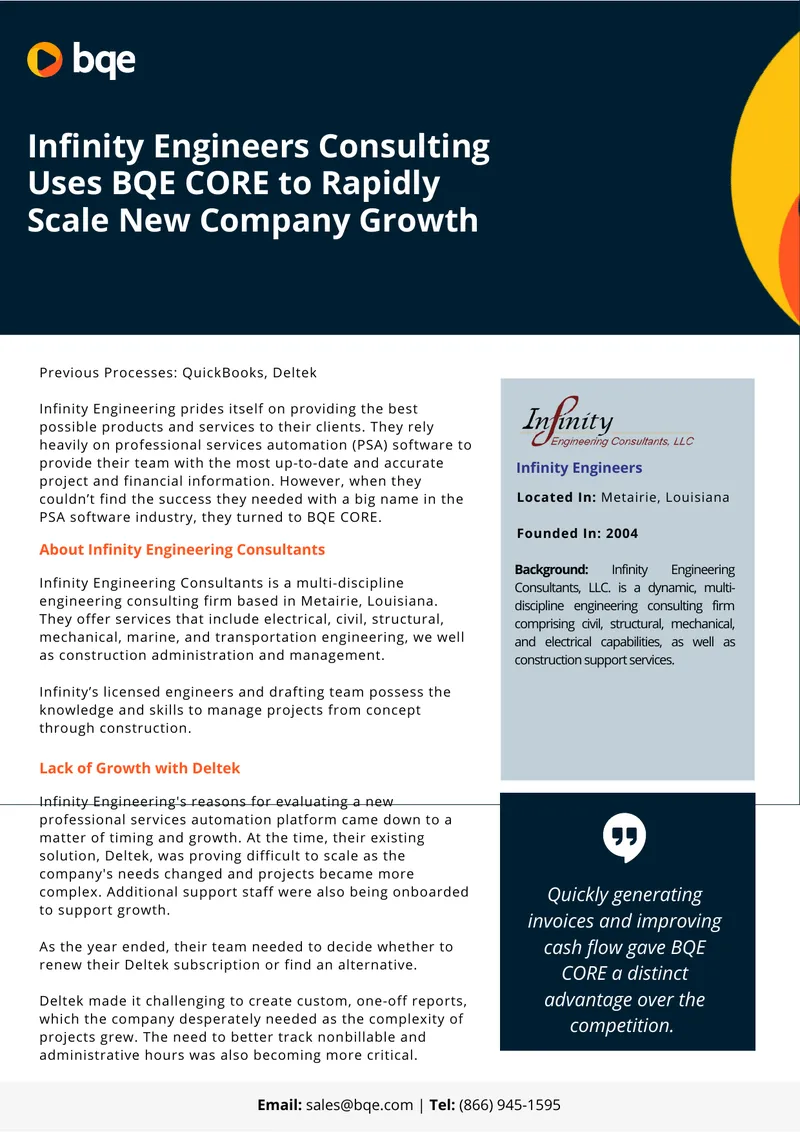 Infinity Engineering Consultants BQE CORE Implementation Case Study