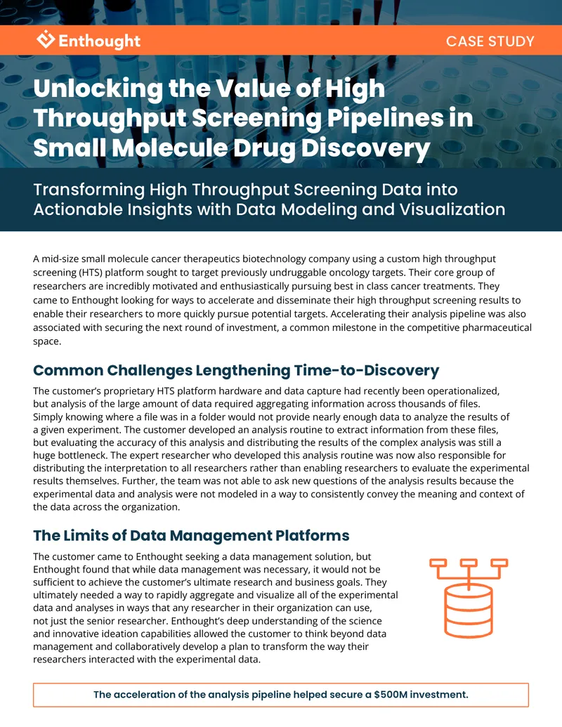 Transforming High Throughput Screening Data in Drug Discovery